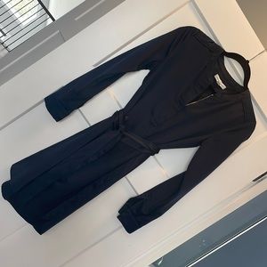 Silk BR belted shirt dress Navy